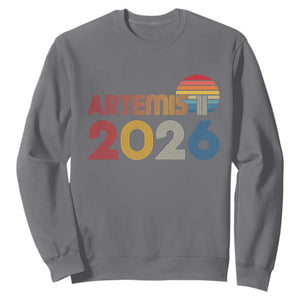 2026 Lunar Mission Retro Sunset Sweatshirt Vintage Space Exploration Astronomy Enthusiasts Sci-Fi Lovers TS02 Charcoal Print Your Wear