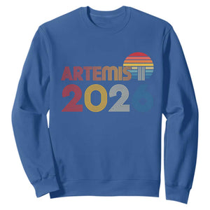 2026 Lunar Mission Retro Sunset Sweatshirt Vintage Space Exploration Astronomy Enthusiasts Sci-Fi Lovers TS02 Royal Blue Print Your Wear