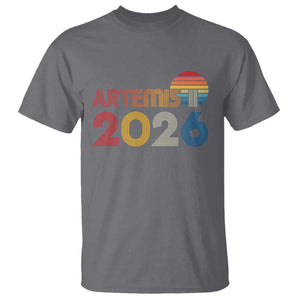 2026 Lunar Mission Retro Sunset T Shirt Vintage Space Exploration Astronomy Enthusiasts Sci-Fi Lovers TS02 Charcoal Print Your Wear