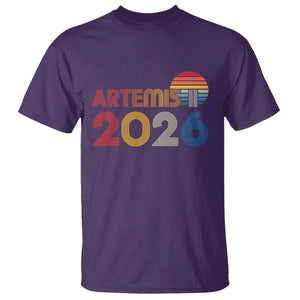 2026 Lunar Mission Retro Sunset T Shirt Vintage Space Exploration Astronomy Enthusiasts Sci-Fi Lovers TS02 Purple Print Your Wear
