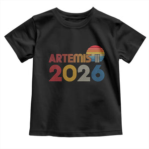 2026 Lunar Mission Retro Sunset Toddler T Shirt Vintage Space Exploration Astronomy Enthusiasts Sci-Fi Lovers TS02 Black Print Your Wear