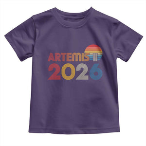 2026 Lunar Mission Retro Sunset Toddler T Shirt Vintage Space Exploration Astronomy Enthusiasts Sci-Fi Lovers TS02 Purple Print Your Wear