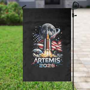 Patriotic 2026 Lunar Orbit Mission Rocket Launch Garden Flag American Flag n Moon Patriotic Space Astronomy Enthusiasts TS02 Print Your Wear
