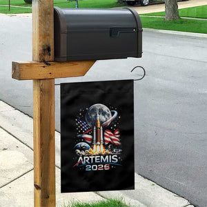 Patriotic 2026 Lunar Orbit Mission Rocket Launch Garden Flag American Flag n Moon Patriotic Space Astronomy Enthusiasts TS02 Print Your Wear