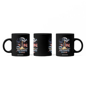 Patriotic 2026 Lunar Orbit Mission Rocket Launch Coffee Mug American Flag n Moon Patriotic Space Astronomy Enthusiasts TS02 Print Your Wear
