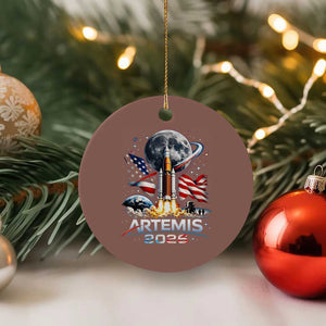 Patriotic 2026 Lunar Orbit Mission Rocket Launch Ceramic Ornament American Flag n Moon Patriotic Space Astronomy Enthusiasts TS02 1pc Mocha Print Your Wear