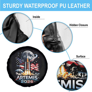 Patriotic 2026 Lunar Orbit Mission Rocket Launch Spare Tire Cover American Flag n Moon Patriotic Space Astronomy Enthusiasts TS02 Print Your Wear