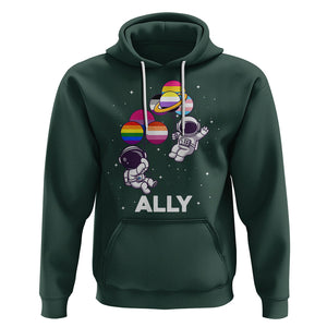 LGBT Ally Hoodie Proud Gay Support Astronaut Outer Space TS02 Dark Forest Green Printyourwear