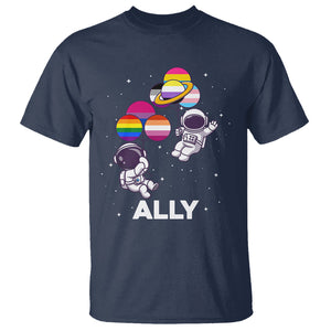 LGBT Ally T Shirt Proud Gay Support Astronaut Outer Space TS02 Navy Printyourwear