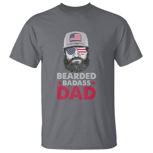 Funny Patriots American Men Bearded Badass Dad T Shirt TS02 Charcoal Printyourwear