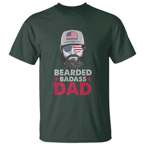Funny Patriots American Men Bearded Badass Dad T Shirt TS02 Dark Forest Green Printyourwear