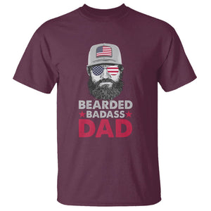 Funny Patriots American Men Bearded Badass Dad T Shirt TS02 Maroon Printyourwear