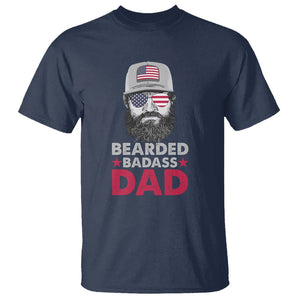 Funny Patriots American Men Bearded Badass Dad T Shirt TS02 Navy Printyourwear