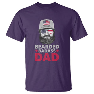Funny Patriots American Men Bearded Badass Dad T Shirt TS02 Purple Printyourwear