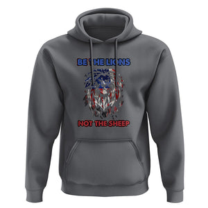 Patriotic American Lion Hoodie Be The Lions Not The Sheep Retro US Flag TS02 Charcoal Print Your Wear