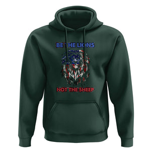 Patriotic American Lion Hoodie Be The Lions Not The Sheep Retro US Flag TS02 Dark Forest Green Print Your Wear