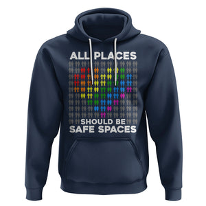 LGBT Support Hoodie All Places Should Be Safe Spaces Gay Pride Ally TS02 Navy Printyourwear