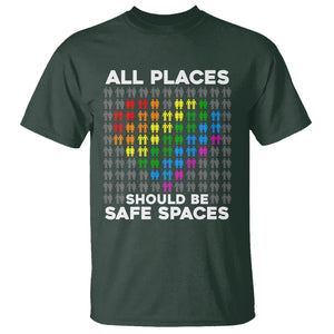 LGBT Support T Shirt All Places Should Be Safe Spaces Gay Pride Ally TS02 Dark Forest Green Printyourwear