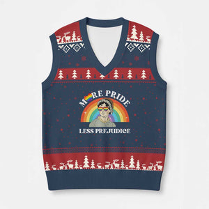 Gay Pride V-Neck Knit Sweater Vest More Pride Less Prejudice LGBT Pride Month TS02 Navy Red Print Your Wear