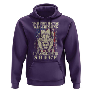 Patriotic American Lion Hoodie Your First Mistake Was Thinking I Was One Of The Sheep US Flag TS02 Purple Print Your Wear