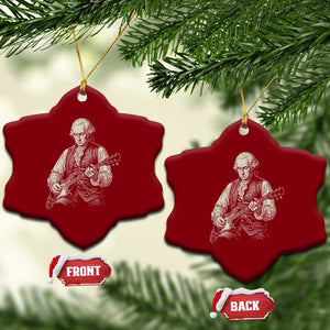 George Washington Rock Star Portrait Ceramic Ornament Funny Electric Guitar Player Founding Father Patriotic Graphic