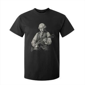 George Washington Rock Star Portrait T Shirt For Kid Funny Electric Guitar Player Founding Father Patriotic Graphic