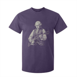 George Washington Rock Star Portrait T Shirt For Kid Funny Electric Guitar Player Founding Father Patriotic Graphic
