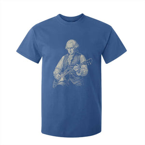George Washington Rock Star Portrait T Shirt For Kid Funny Electric Guitar Player Founding Father Patriotic Graphic