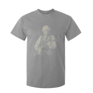 George Washington Rock Star Portrait T Shirt For Kid Funny Electric Guitar Player Founding Father Patriotic Graphic