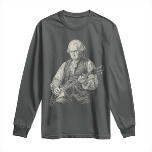 George Washington Rock Star Portrait Long Sleeve Shirt Funny Electric Guitar Player Founding Father Patriotic Graphic