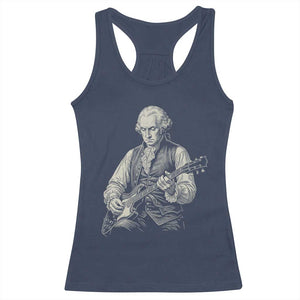 George Washington Rock Star Portrait Racerback Tank Top Funny Electric Guitar Player Founding Father Patriotic Graphic