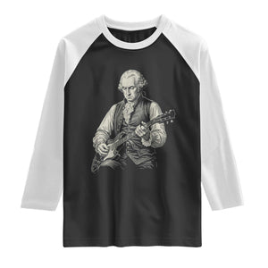 George Washington Rock Star Portrait Raglan Shirt Funny Electric Guitar Player Founding Father Patriotic Graphic