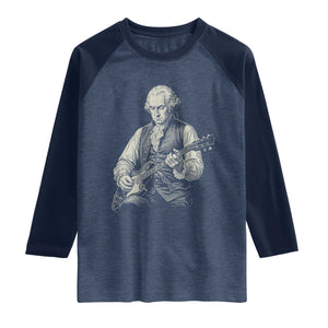 George Washington Rock Star Portrait Raglan Shirt Funny Electric Guitar Player Founding Father Patriotic Graphic