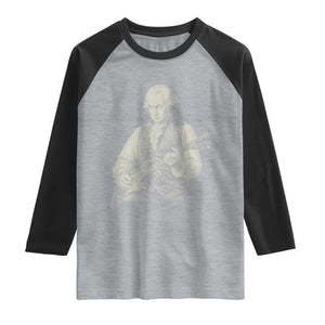 George Washington Rock Star Portrait Raglan Shirt Funny Electric Guitar Player Founding Father Patriotic Graphic