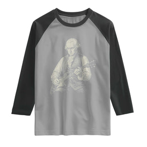 George Washington Rock Star Portrait Raglan Shirt Funny Electric Guitar Player Founding Father Patriotic Graphic