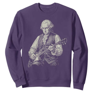 George Washington Rock Star Portrait Sweatshirt Funny Electric Guitar Player Founding Father Patriotic Graphic