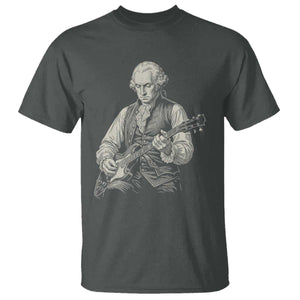 George Washington Rock Star Portrait T Shirt Funny Electric Guitar Player Founding Father Patriotic Graphic
