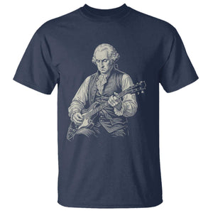 George Washington Rock Star Portrait T Shirt Funny Electric Guitar Player Founding Father Patriotic Graphic
