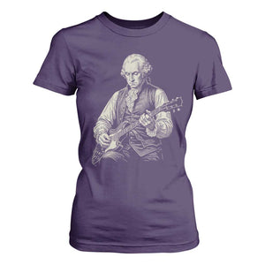 George Washington Rock Star Portrait T Shirt For Women Funny Electric Guitar Player Founding Father Patriotic Graphic