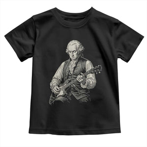 George Washington Rock Star Portrait Toddler T Shirt Funny Electric Guitar Player Founding Father Patriotic Graphic