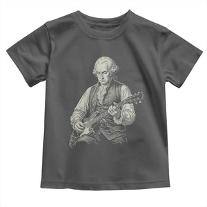 George Washington Rock Star Portrait Toddler T Shirt Funny Electric Guitar Player Founding Father Patriotic Graphic