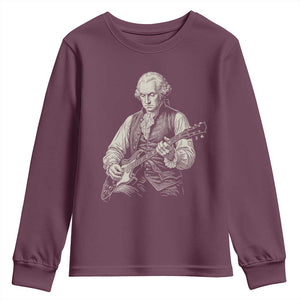 George Washington Rock Star Portrait Youth Sweatshirt Funny Electric Guitar Player Founding Father Patriotic Graphic