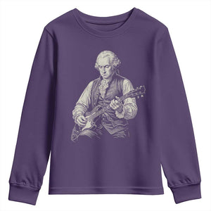 George Washington Rock Star Portrait Youth Sweatshirt Funny Electric Guitar Player Founding Father Patriotic Graphic