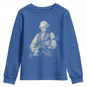 George Washington Rock Star Portrait Youth Sweatshirt Funny Electric Guitar Player Founding Father Patriotic Graphic