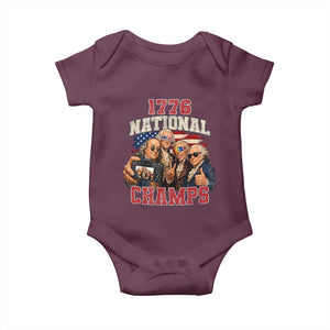 1776 National Champs Funny Founding Fathers Selfie Graphic Baby Onesie George Washington and Ben Franklin Cool Sunglasses Patriotic
