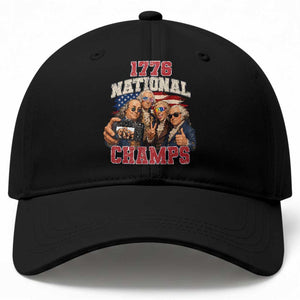 1776 National Champs Funny Founding Fathers Selfie Graphic Baseball Cap George Washington and Ben Franklin Cool Sunglasses Patriotic