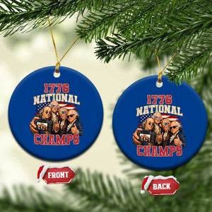 1776 National Champs Funny Founding Fathers Selfie Graphic Ceramic Ornament George Washington and Ben Franklin Cool Sunglasses Patriotic