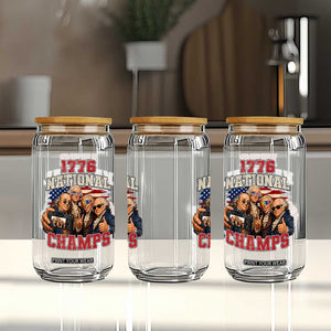 1776 National Champs Funny Founding Fathers Selfie Graphic Glass Can George Washington and Ben Franklin Cool Sunglasses Patriotic
