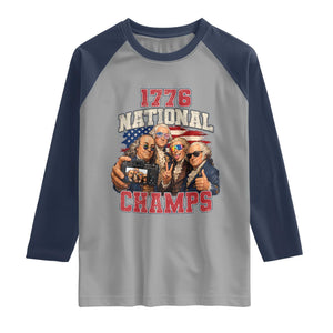 1776 National Champs Funny Founding Fathers Selfie Graphic Raglan Shirt George Washington and Ben Franklin Cool Sunglasses Patriotic