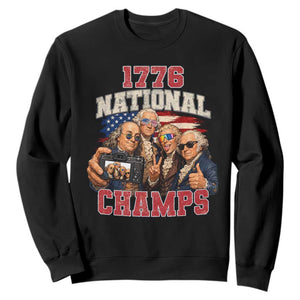 1776 National Champs Funny Founding Fathers Selfie Graphic Sweatshirt George Washington and Ben Franklin Cool Sunglasses Patriotic